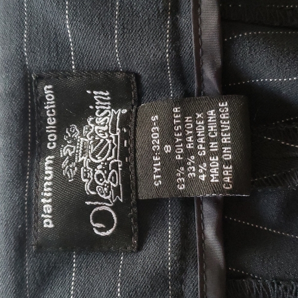 Oleg Cassini Dress Pants Size 8 Mid Rise Navy Blue White Pinstripes Pockets - Picture 5 of 7